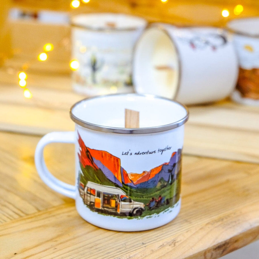National Park-Inspired Organic Camp Mug Candle | Eco-friendly Scented Soy, Coconut & Beeswax | Wood Wick | Unique Gift candle Couloir[art] Yosemite National Park Pumpkin Powdered Sugar 
