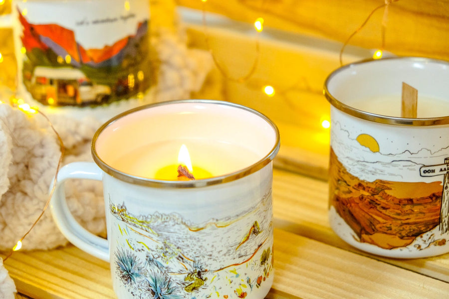 National Park-Inspired Organic Camp Mug Candle | Eco-friendly Scented Soy, Coconut & Beeswax | Wood Wick | Unique Gift candle Couloir[art] 