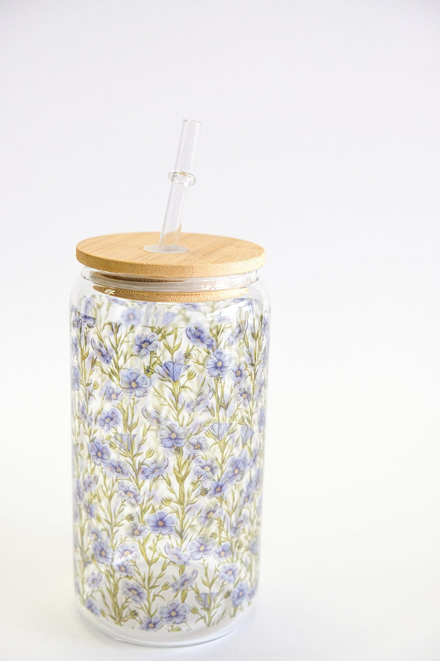 Glass Tumbler Cup with Lid & Straw Couloir[ART.] Linen 