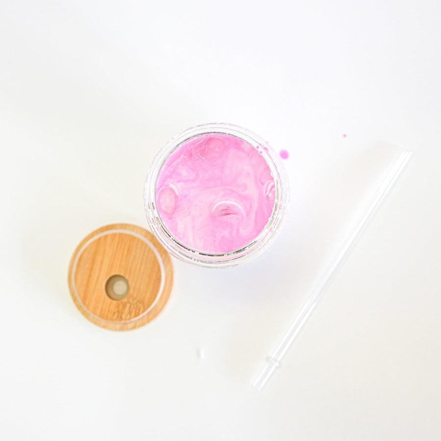 Glass Tumbler Cup with Lid & Straw Couloir[ART.] 