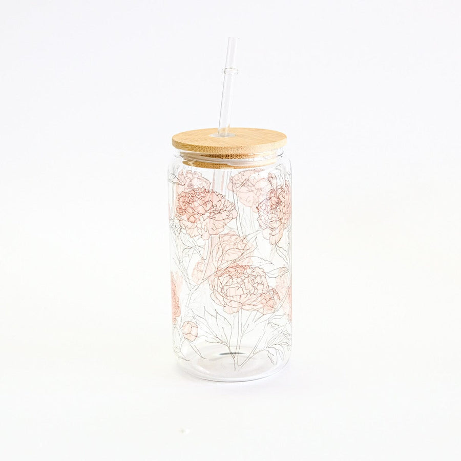 Glass Tumbler Cup with Lid & Straw Couloir[ART.] 