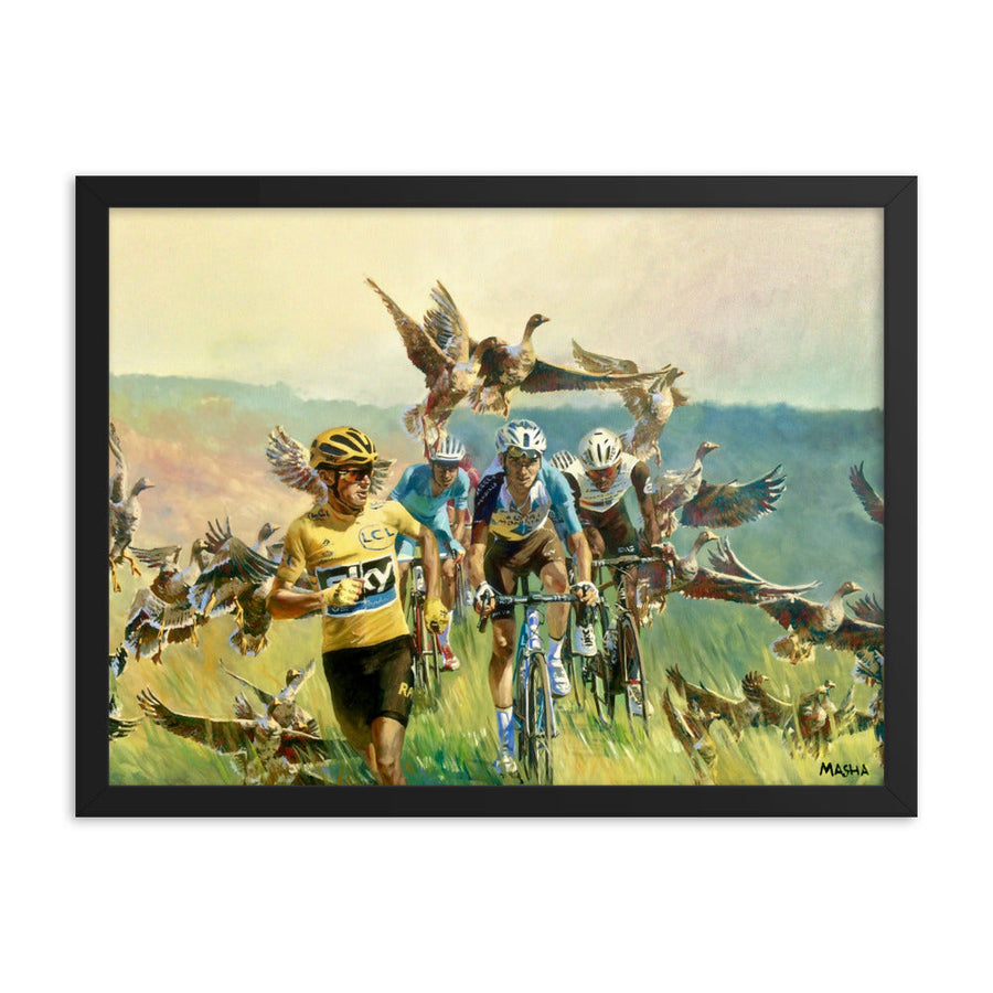 "Froome Chasing Geese" Art Print Couloir[art] 12x16 Framed 