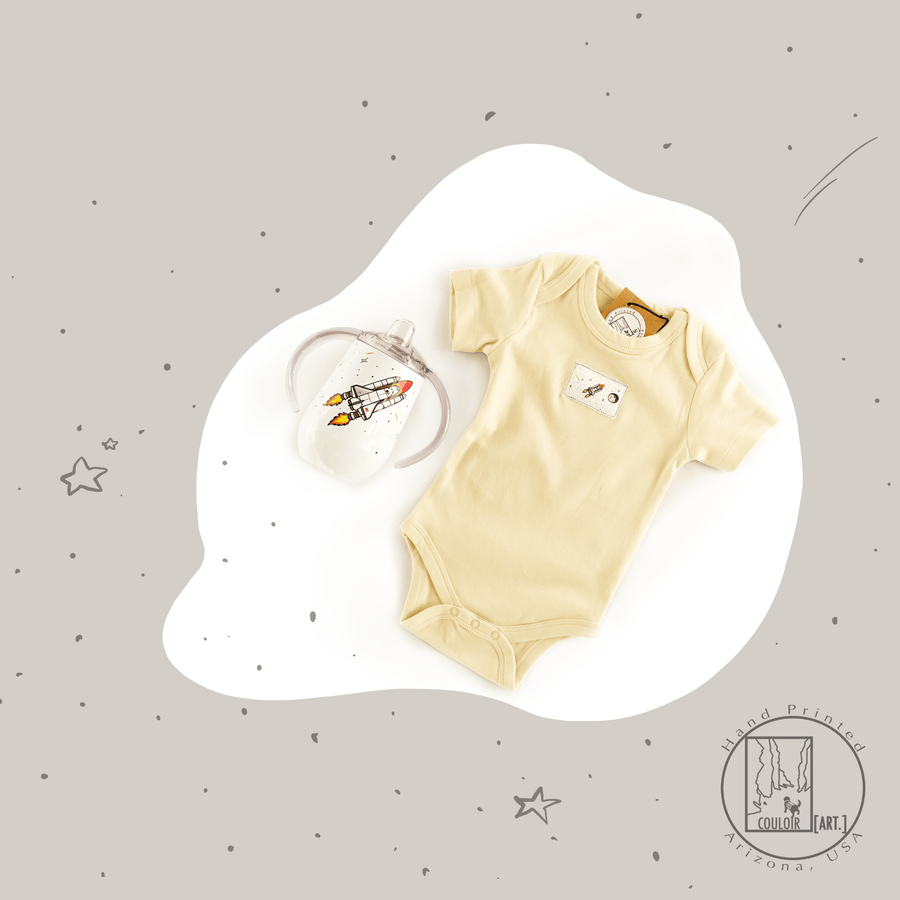 Space Shuttle Organic Baby Bodysuit & Sippy Cup Set baby clothes Couloir[ART.] 