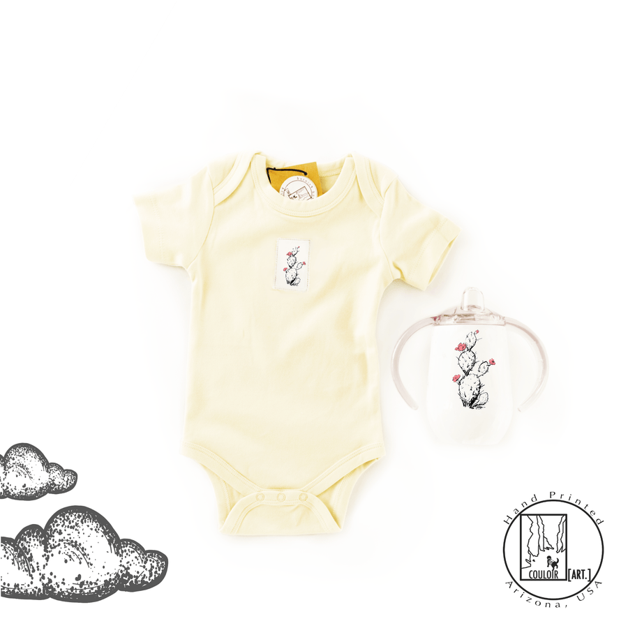 Prickly Pear Organic Baby Bodysuit & Sippy Cup Set baby clothes Couloir[ART.] NB Natural 