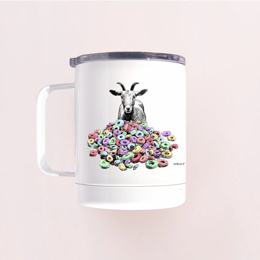 Goats and Donuts Coffee Mug Mug Couloir[art] 10 oz Insulated stainless steel mug with the lid 
