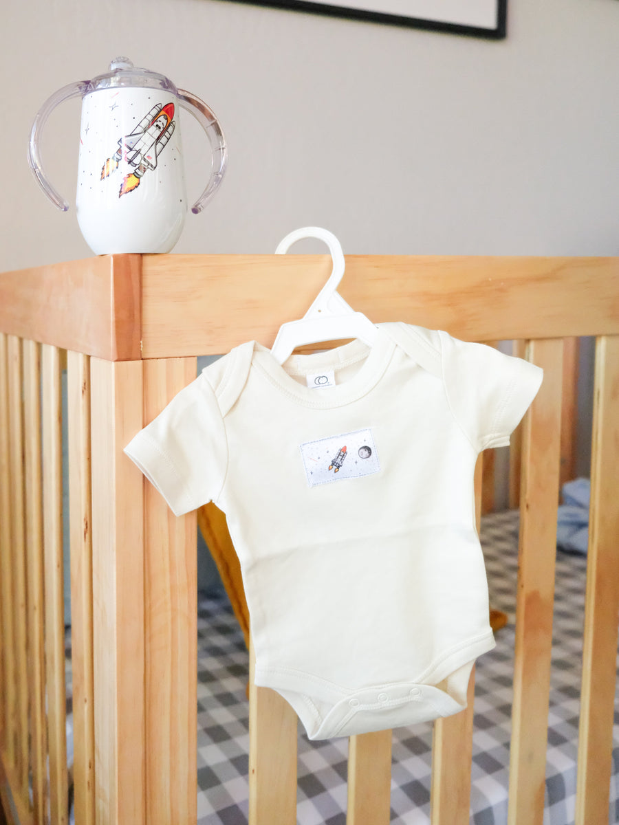 Space Shuttle Organic Baby Bodysuit & Sippy Cup Set baby clothes Couloir[ART.] NB Natural 