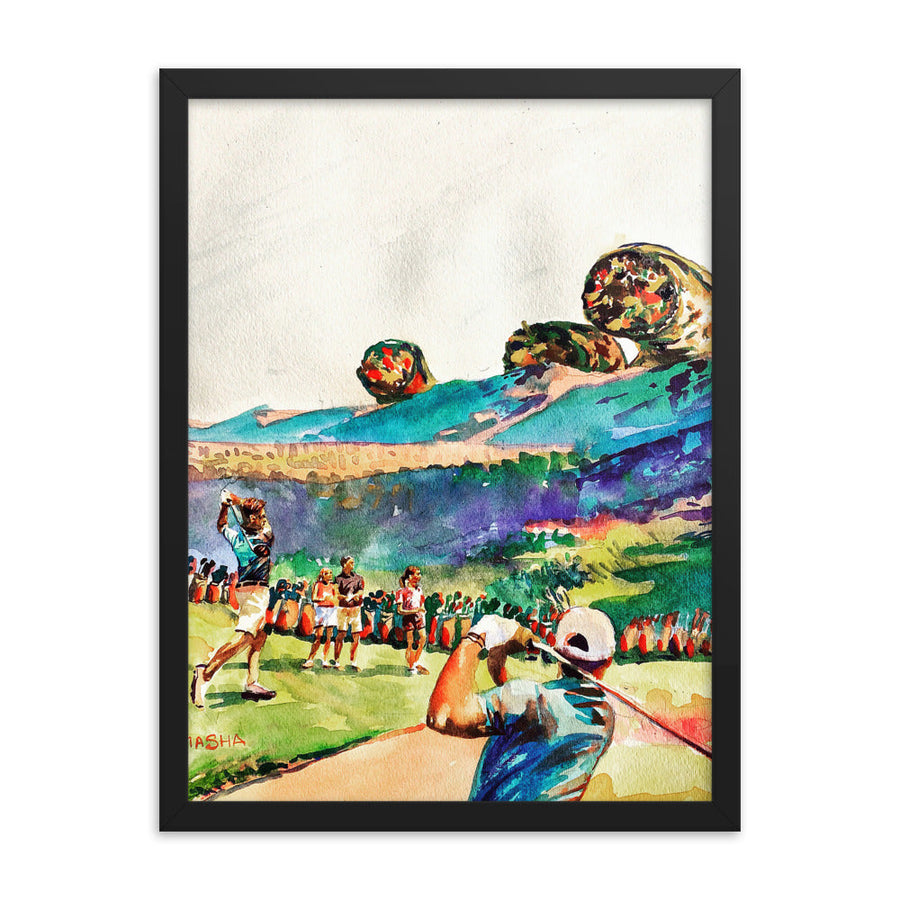 "Golfers vs. Burritos" Art Print Couloir[art] 12x16 Framed 