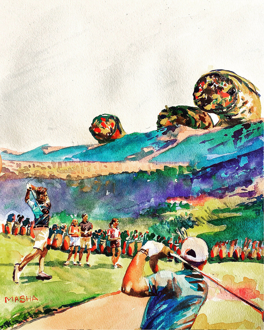 "Golfers vs. Burritos" Art Print Couloir[art] 12x16 Unframed 