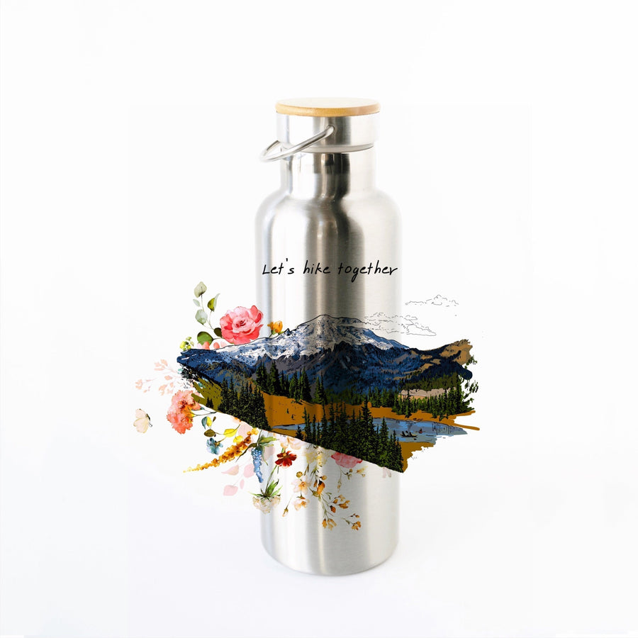 Mount Rainier Canteen (Stainless Steel) Canteens Couloir[ART.] Stainless Steel Insulated Water Bottle with Bamboo Lid Let's hike together 