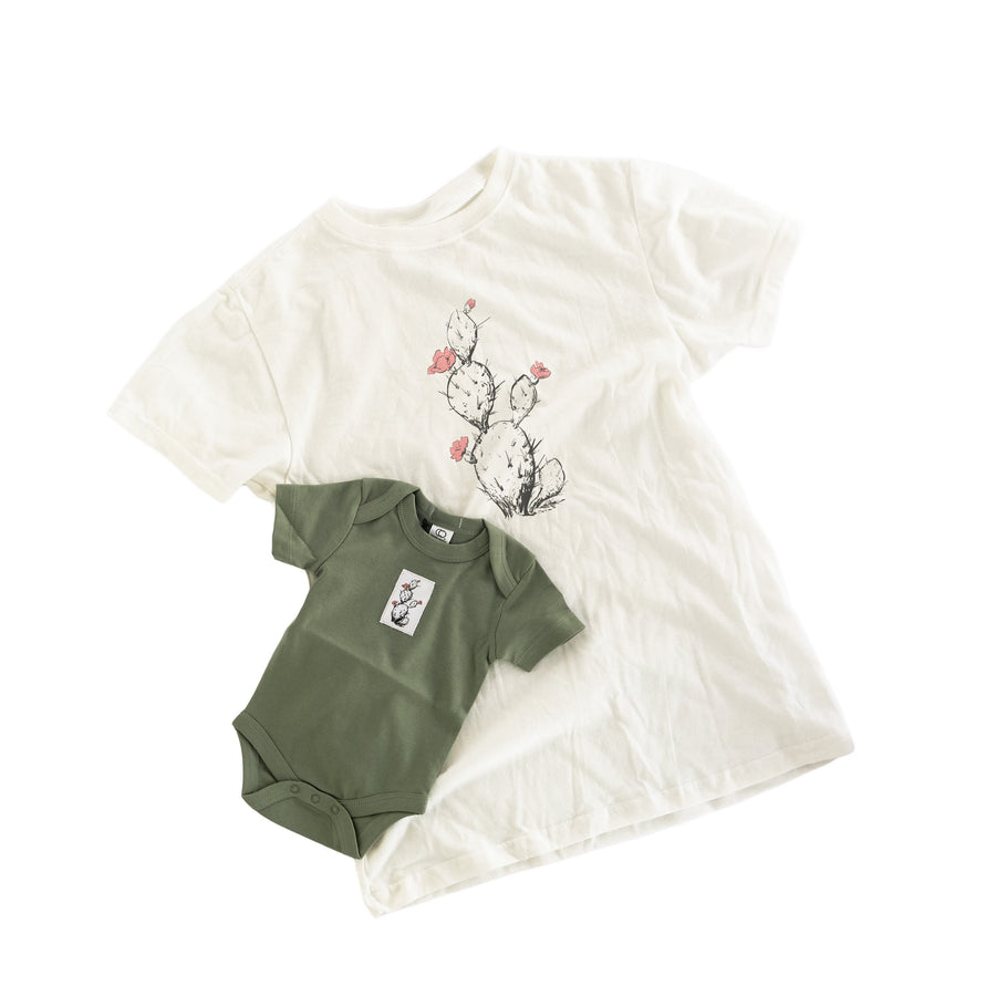 Prickly Pair Matching Organic Baby Bodysuit & T-Shirt Set tee Couloir[ART.] NB Thyme Small