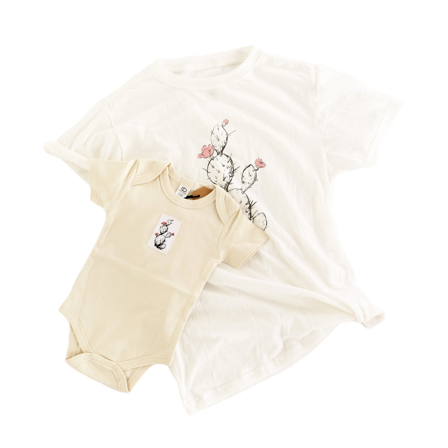 Prickly Pair Matching Organic Baby Bodysuit & T-Shirt Set tee Couloir[ART.] NB Natural Small