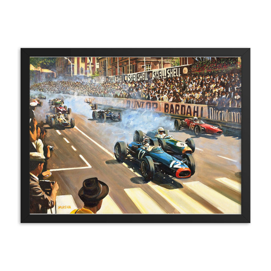 "Monaco GP 1966" Art Print Couloir[art] 18x24" Framed 