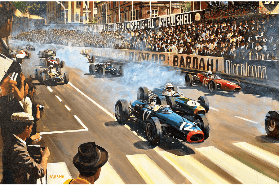 "Monaco GP 1966" Art Print Couloir[art] 12x18" Unframed 