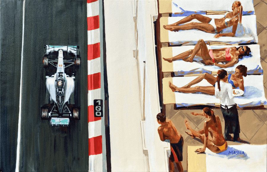 "Monaco GP. Lewis Hamilton" Art Print Couloir[art] 12x18 Unframed 