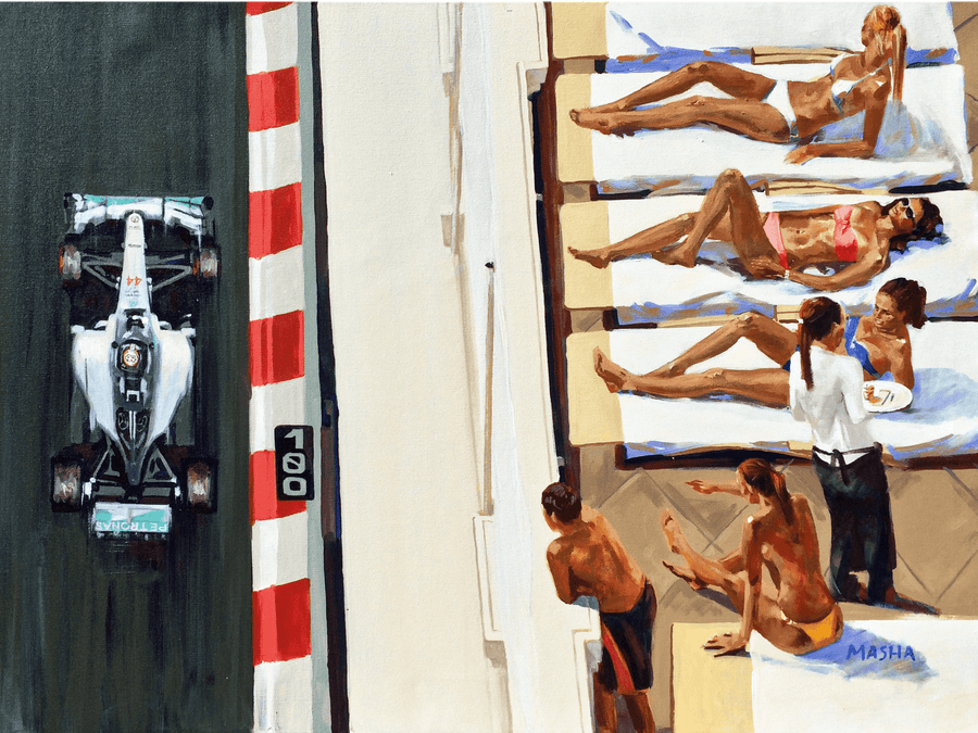 "Monaco GP. Lewis Hamilton" Art Print Couloir[art] 18x24 Unframed 