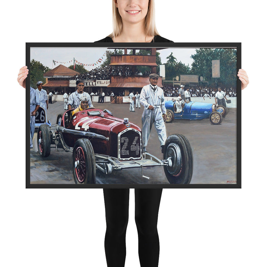 "Tazio Nuvolari" Art Print Couloir[art] 24x36 Framed 