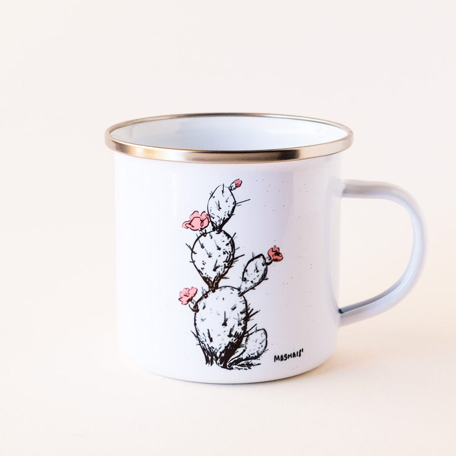 Prickly Pear Coffee Mug Mug Couloir[art] 12 oz Enamel coffee mug with silver rim 