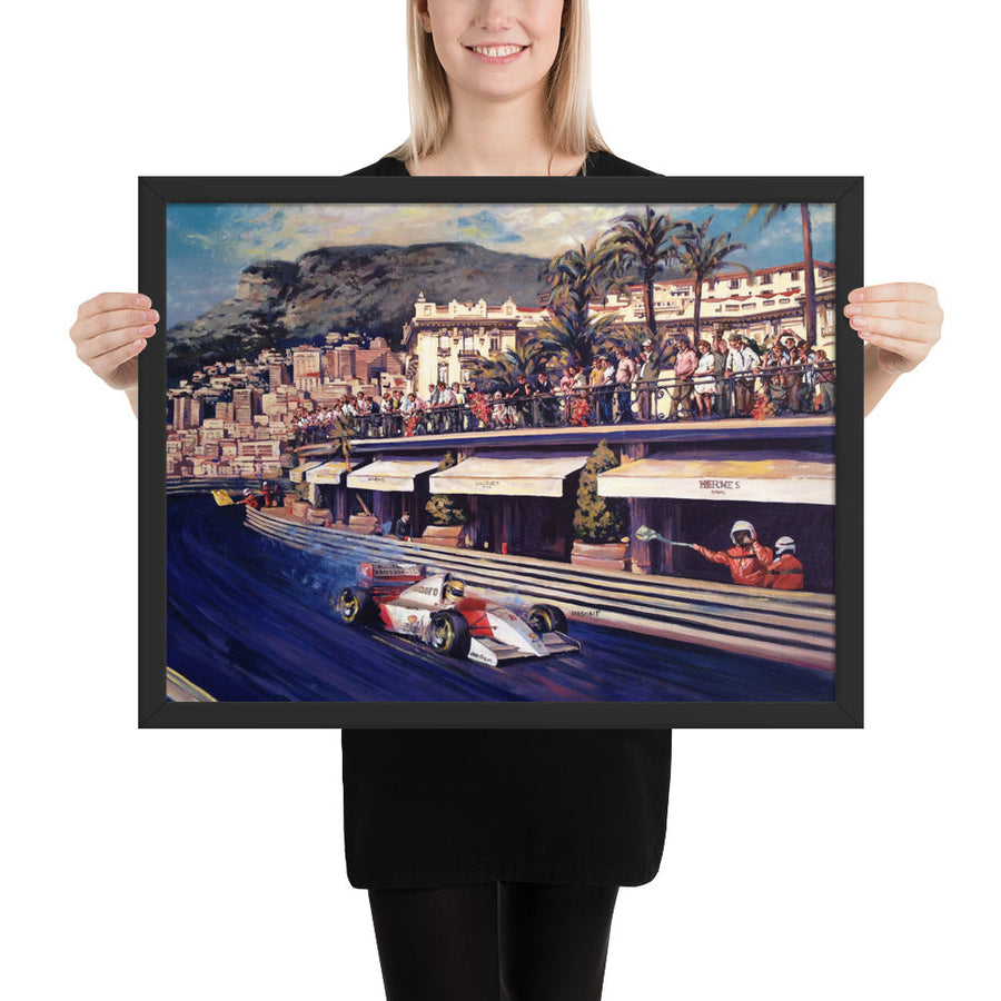 "Senna Coming out of Turn" Art Print Couloir[art] 18x24 framed 