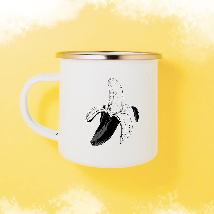 Bananas Coffee Mug Mug Couloir[art] 12 oz Enamel coated mug with silver rim 