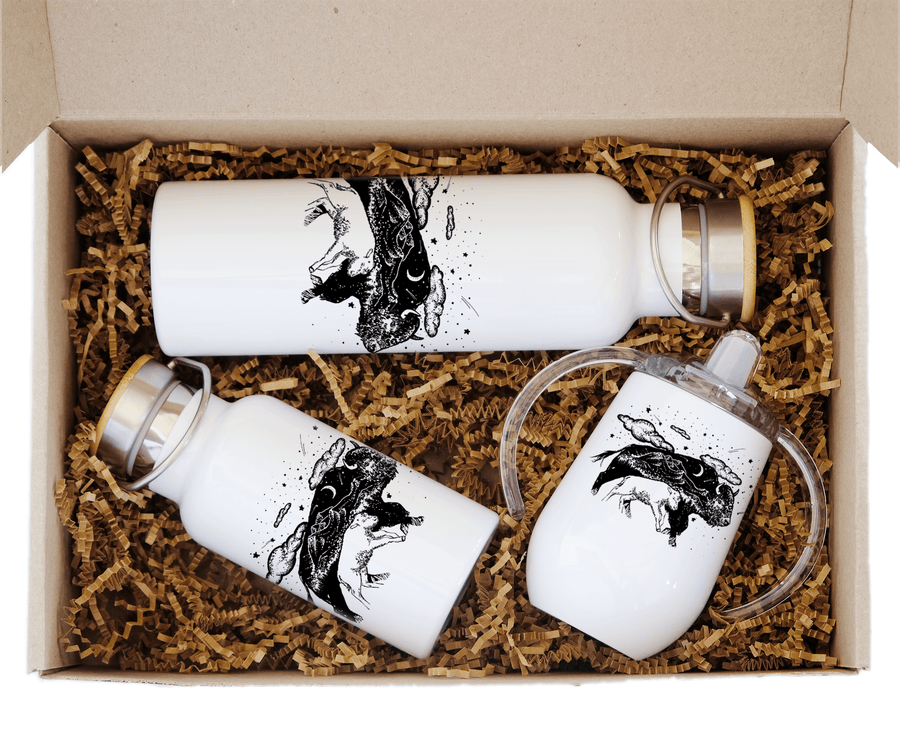 Little adventurer baby shower drinkware gift set - Dreamy Bison Couloir[ART.] 