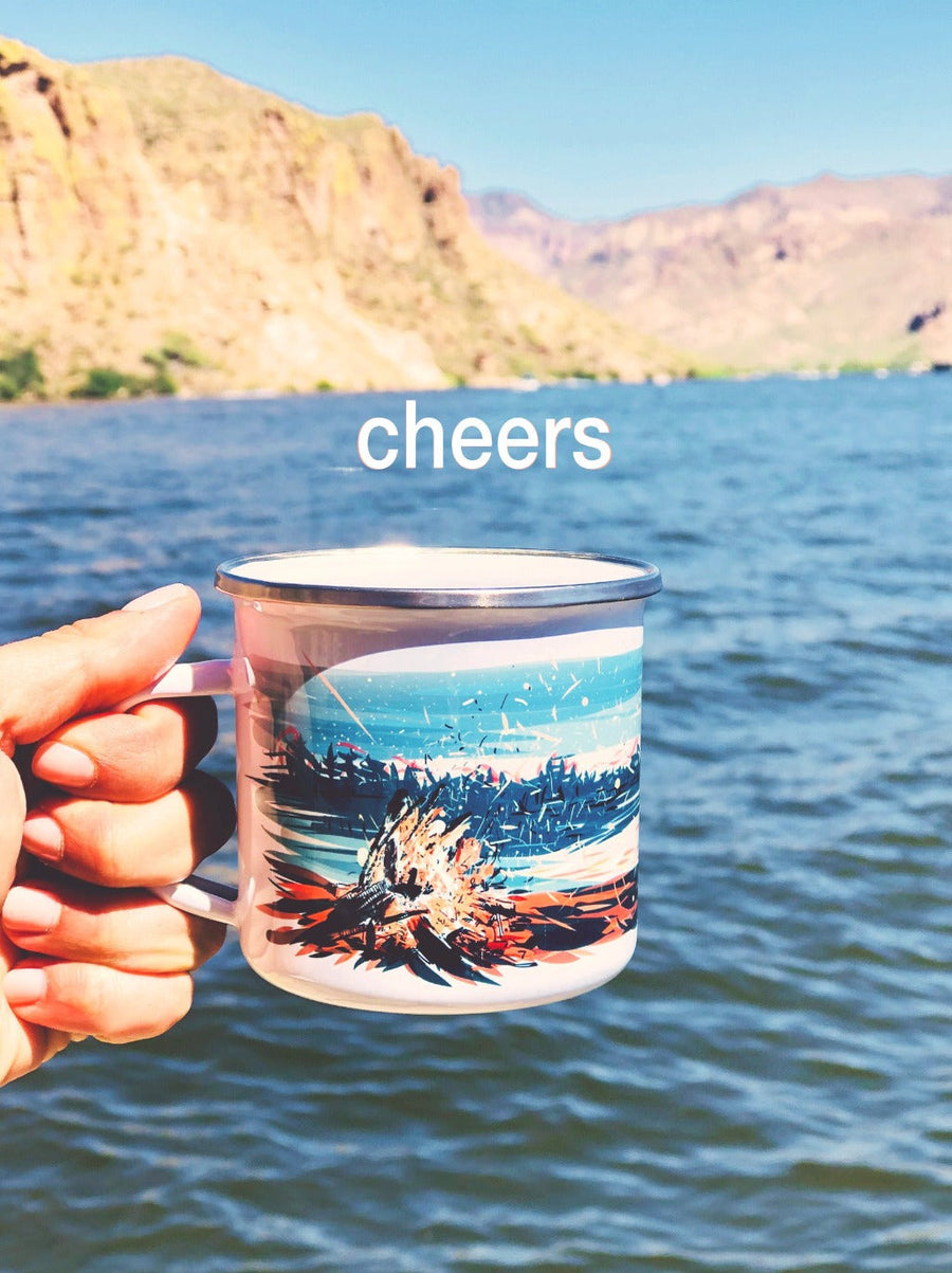 Campfire by the Lake Coffee Mug Mug Couloir[art] 