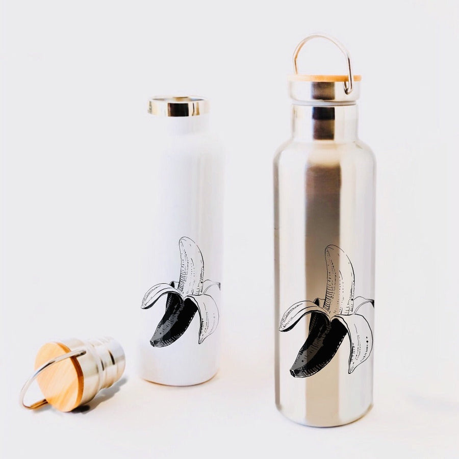 Bananas Coffee Mug Mug Couloir[art] Insulated Water Bottle with Bamboo Lid (WHITE) 