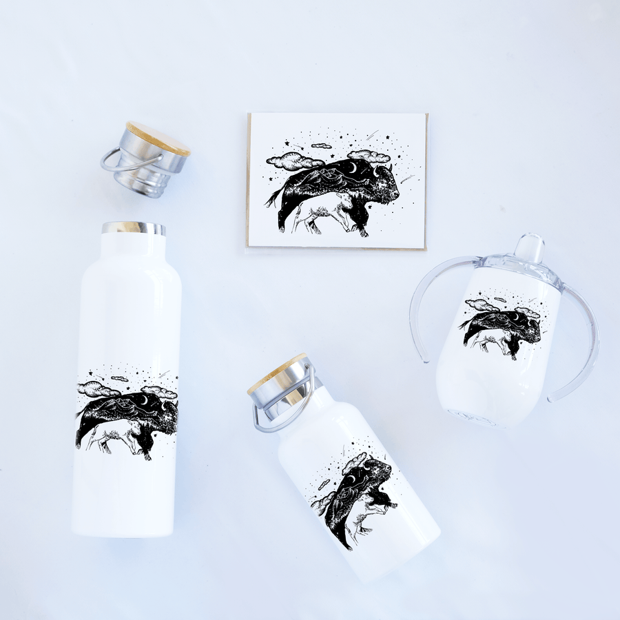 Little adventurer baby shower drinkware gift set - Dreamy Bison Couloir[ART.] 